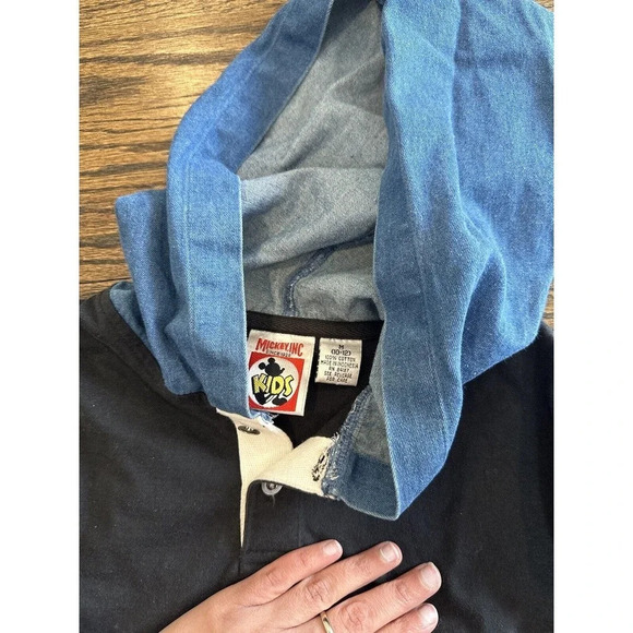 Disney Mickey The One and Only Pull Over Denim Hoodie Boys Medium - Picture 11 of 12